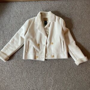 Ralph Lauren Faux Suede White Double-Breasted Jacket